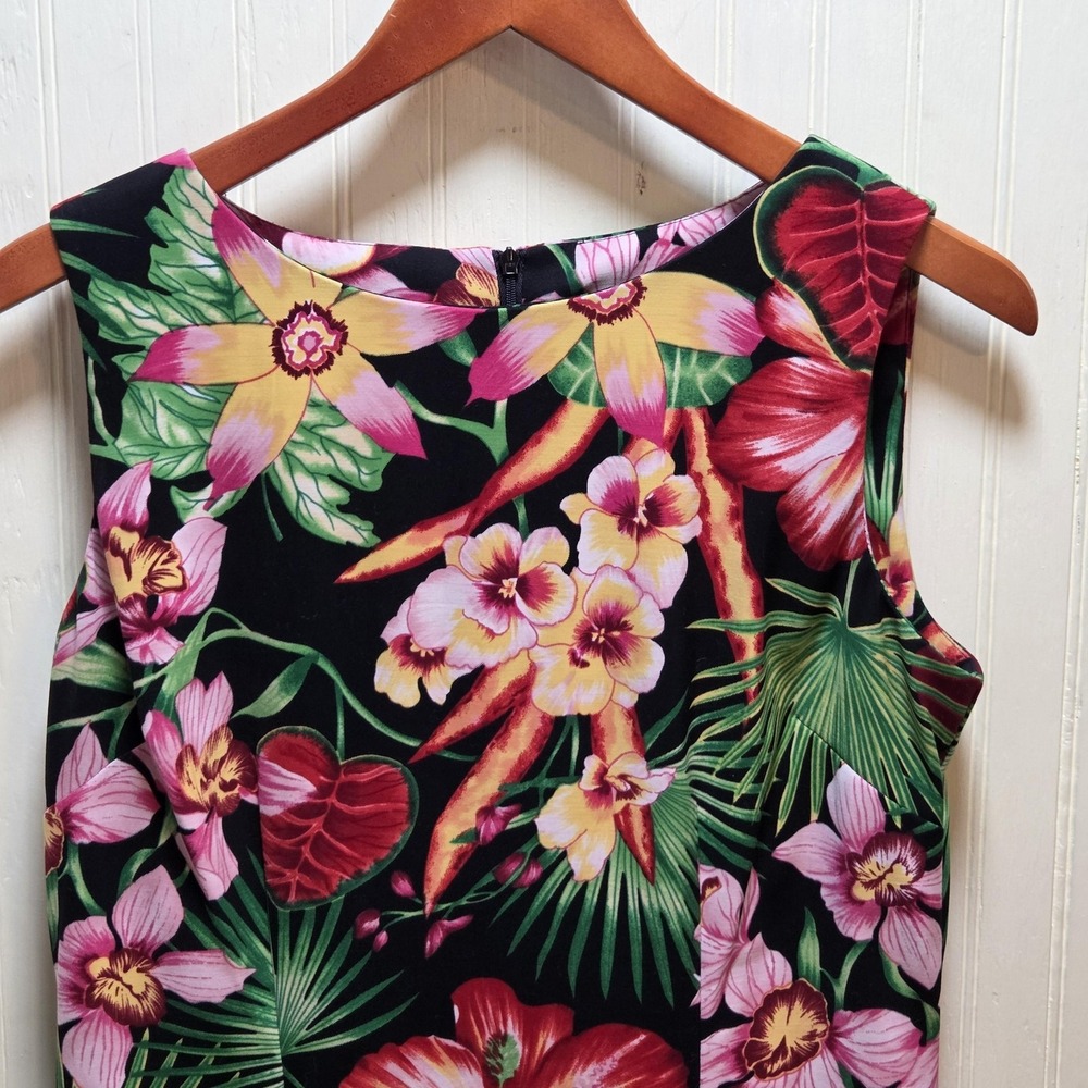 John Roberts Dress Womens 10 Multicolor‎ Floral Sleeveless Sheath Knee Length